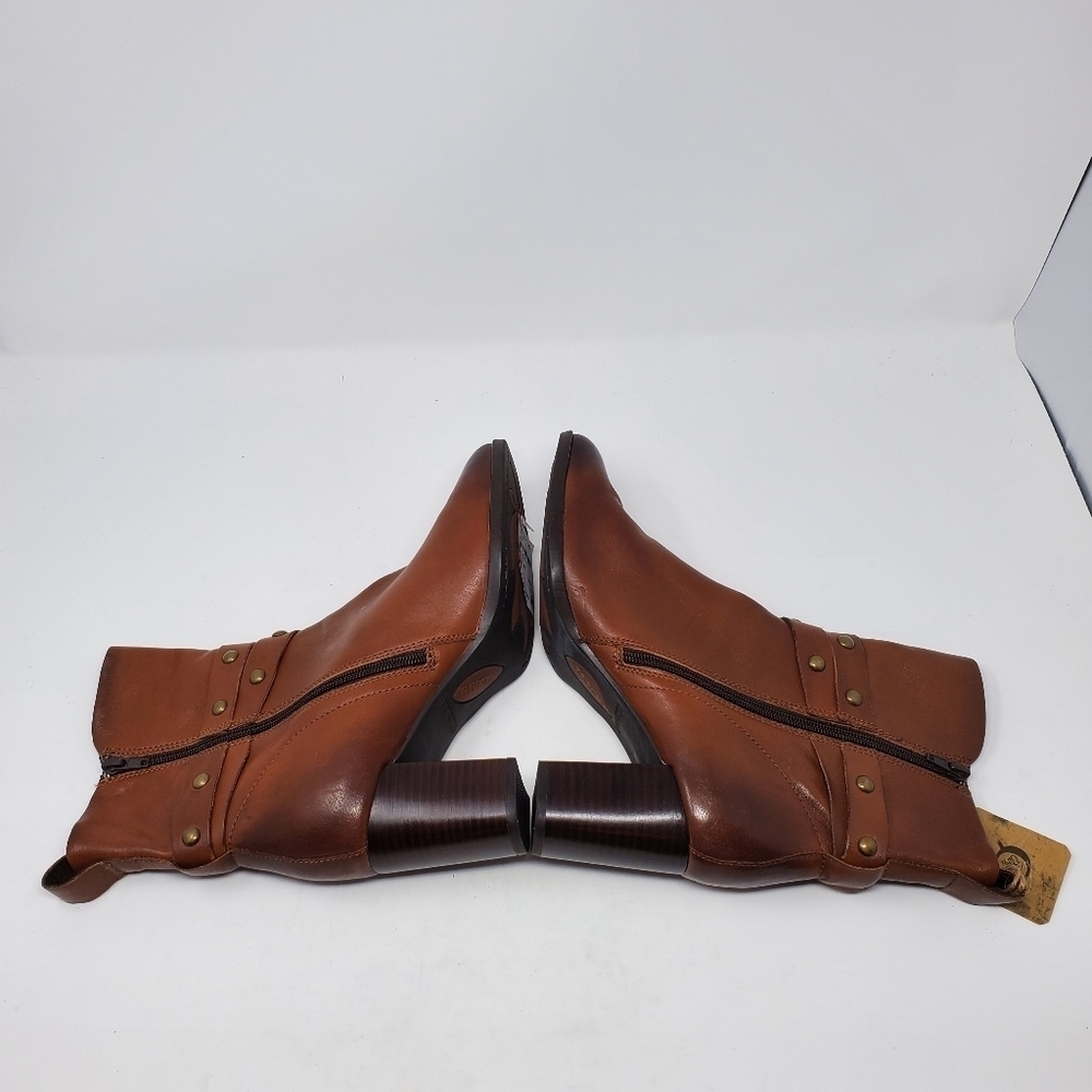 Born Emma Block Heel Bootie Cognac Brown Leather Women's Size 11M NEW - Picture 6 of 9
